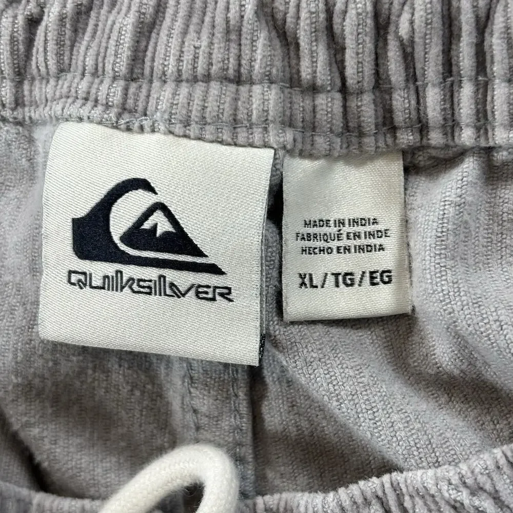 Quiksilver Taxer Corduroy Shorts Mens XL Grey Elastic Waist Drawstring 36x7